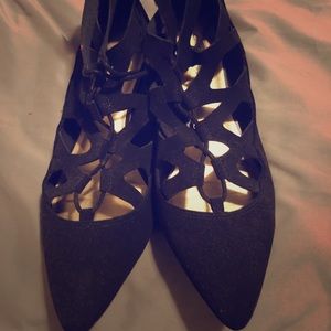 Black strappy flats
